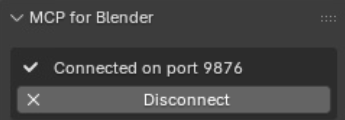 Blender MCP Connected on port 9876