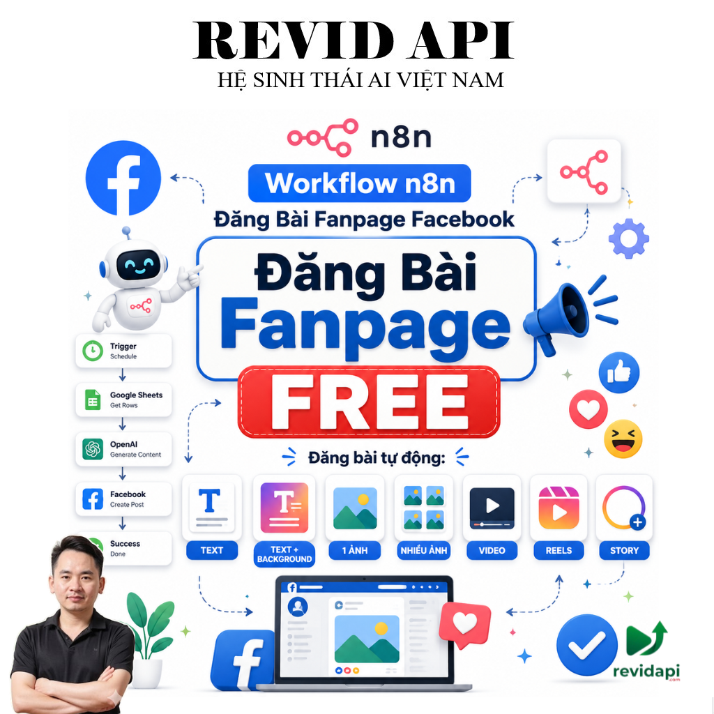 Tự Động Đăng Bài Fanpage Facebook N8N Miễn Phí | JSON + Access Token