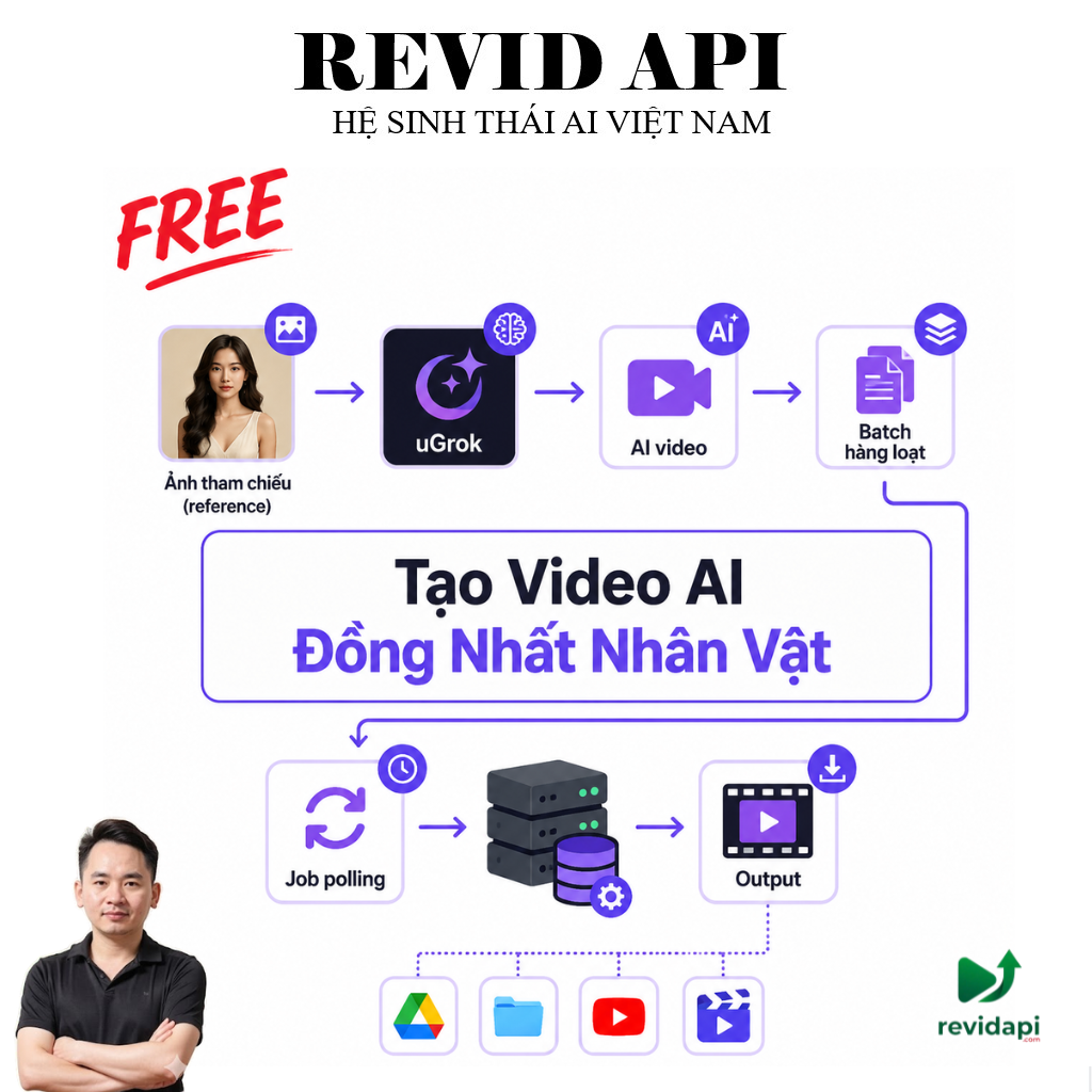Cách Tạo Video AI Đồng Nhất Nhân Vật N8N | Grok Ảnh Tham Chiếu Miễn Phí