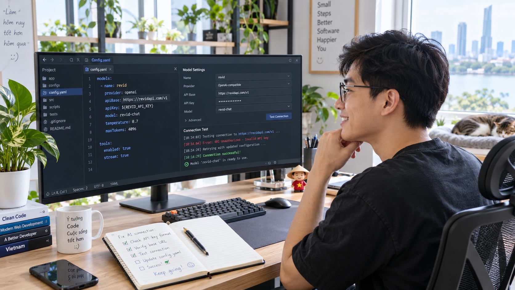 Kiểm tra kết nối RevidAPI và xử lý lỗi cấu hình — cách dùng model AI trong Antigravity IDE | RevidAPI