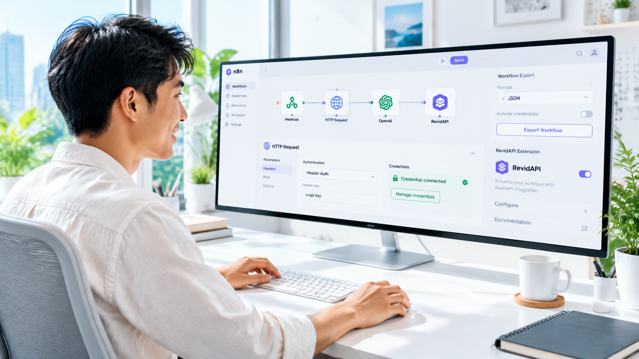 Pro-tips cấu hình API AI trong n8n và mở rộng với RevidAPI — cách kết nối OpenAI API vào n8n | RevidAPI