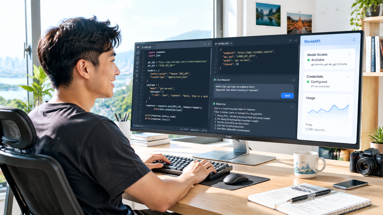 Gọi endpoint chat RevidAPI bằng Python với cấu hình tách riêng — gọi API ChatGPT bằng Python | RevidAPI
