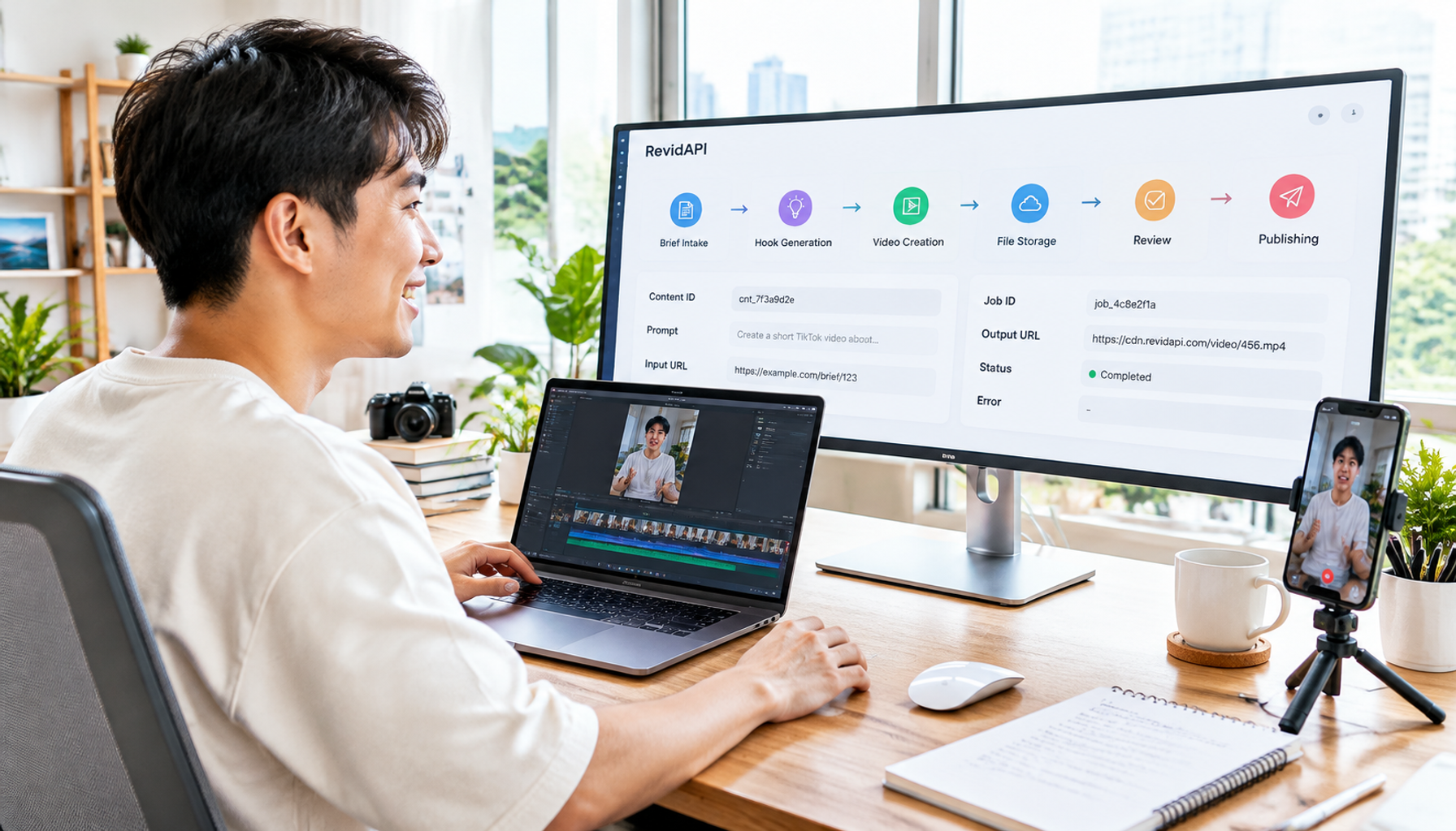 Kết nối RevidAPI vào workflow làm video TikTok — làm video TikTok bằng AI | RevidAPI